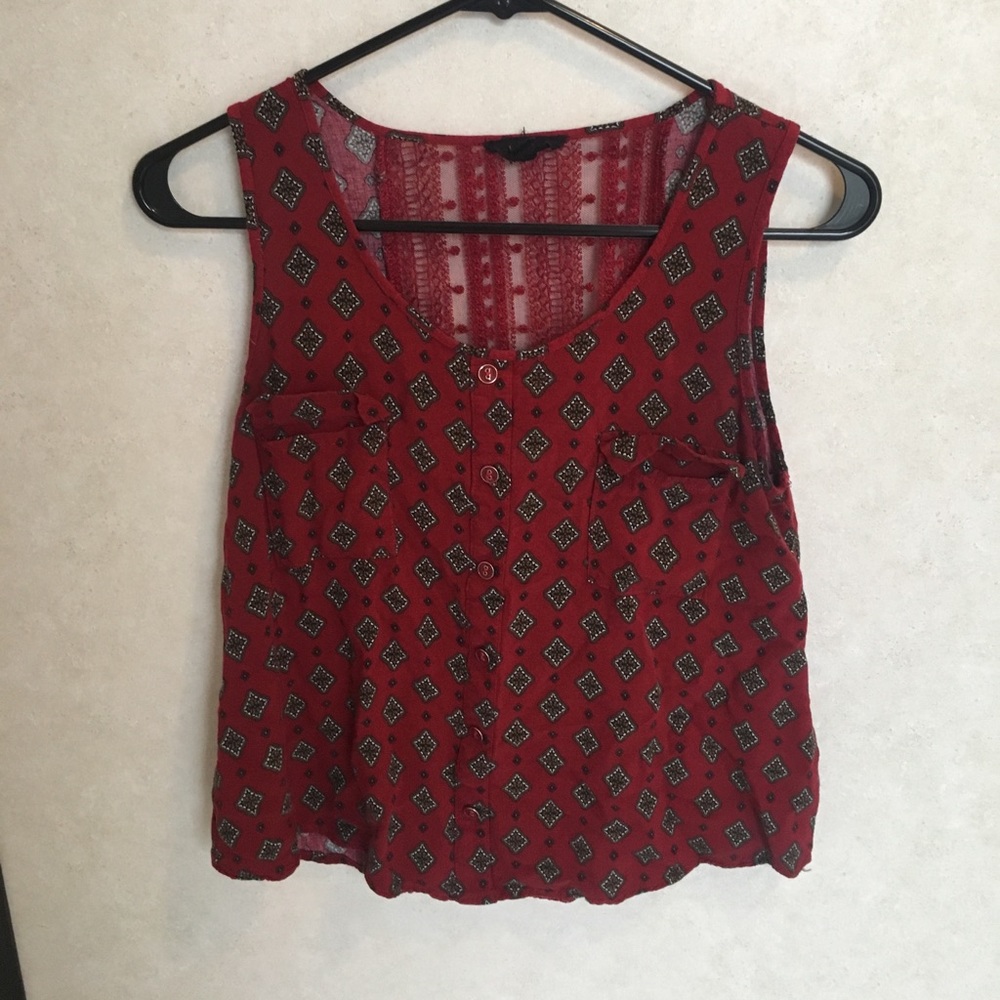 Red sleeveless shirt